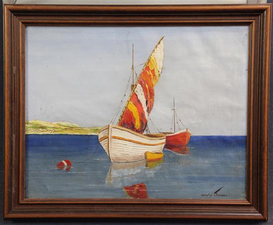 § Cecil Rochfort DOyly John (1906-1993) Fishing boats on a calm sea 16 x 20in.